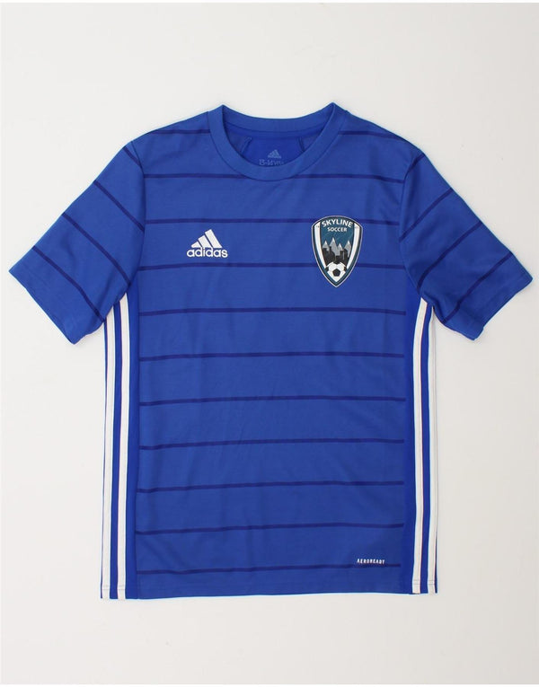 Chłopięca koszulka Adidas Aeroready Graphic Top 13-14 lat w niebieskie paski