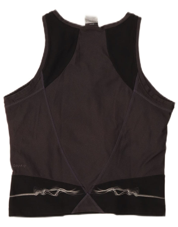 Damski top NIKE Dri Fit, krótki top, UK 16/18 XL, czarny poliester z blokami kolorów