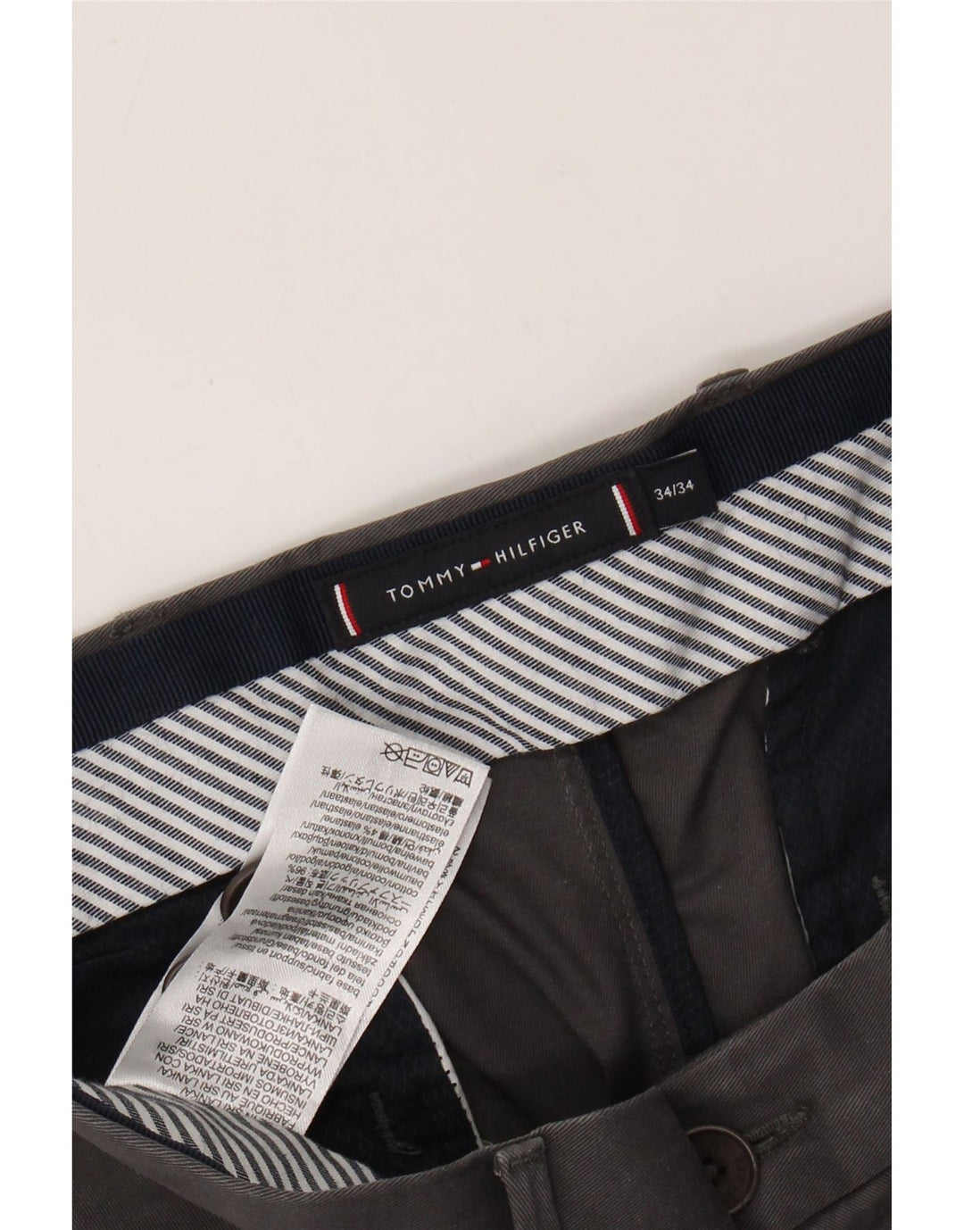 Męskie spodnie typu slim chino TOMMY HILFIGER W34 L34 Szara bawełna