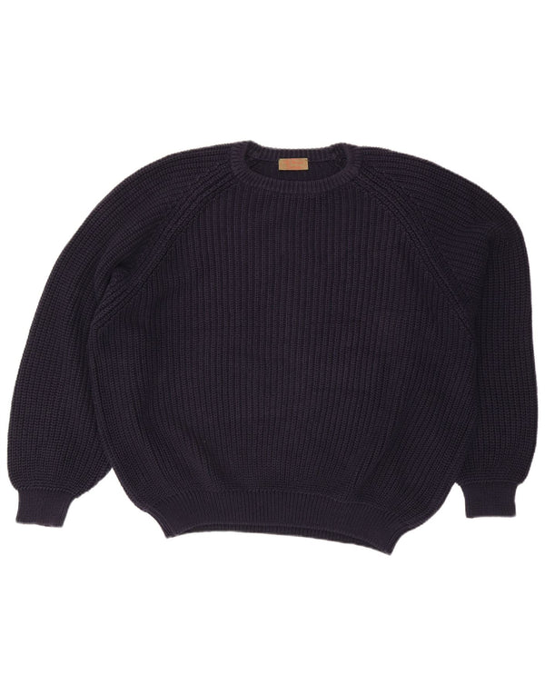 Vintage męski sweter z okrągłym dekoltem XL granatowy