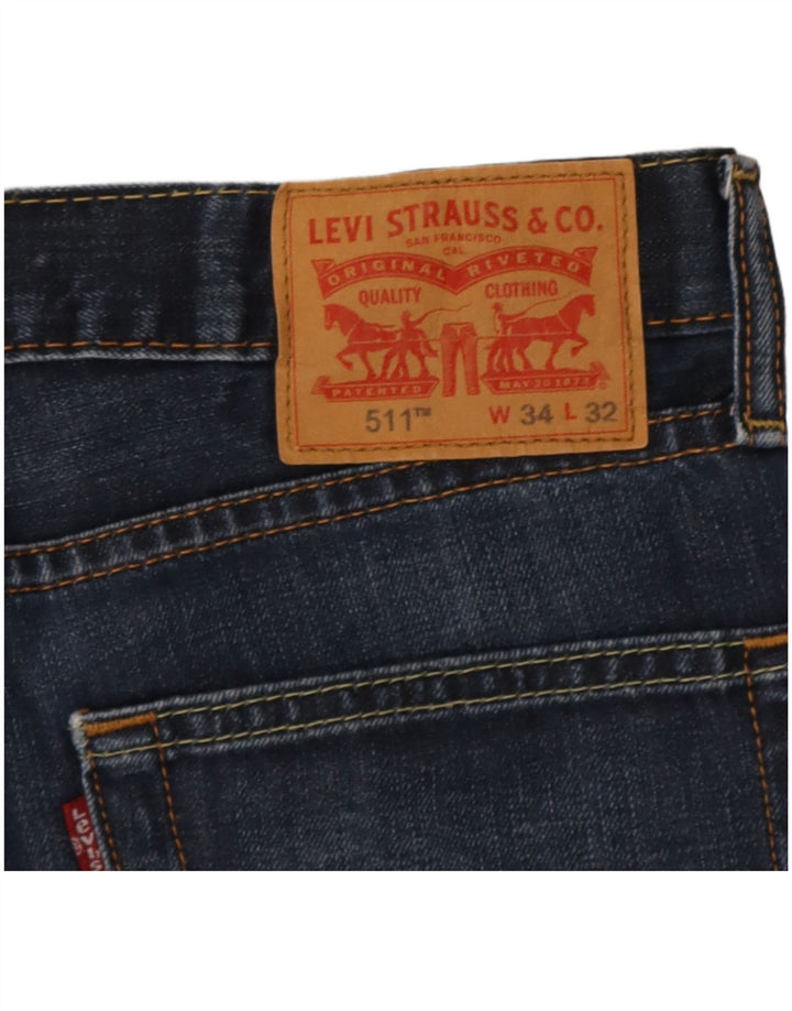 Męskie jeansy Levi's 511 Slim W34 L32 Granatowa bawełna
