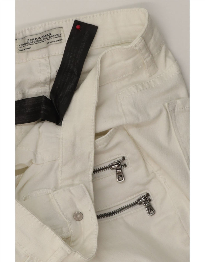 Jeansy damskie ZARA Cargo Slim EU 38 Small W28 L27 Biała bawełna