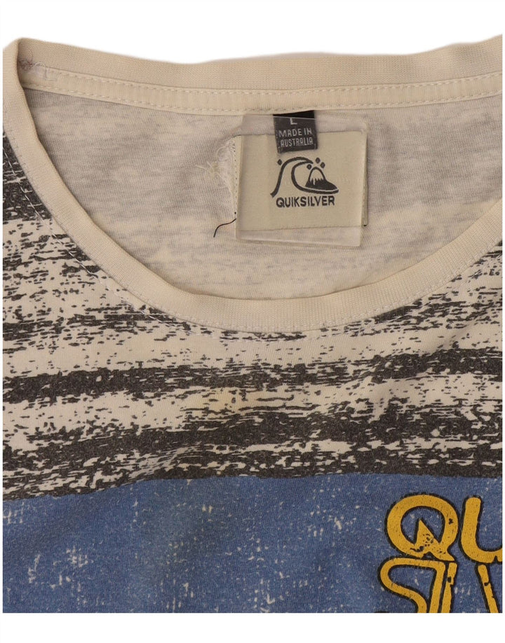 Męski T-shirt z grafiką Quiksilver, duży, w szare paski