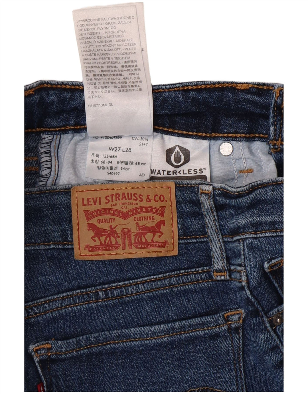 Damskie jeansy LEVI'S 711 w trudnej sytuacji W27 L28 Niebieskie bawełniane