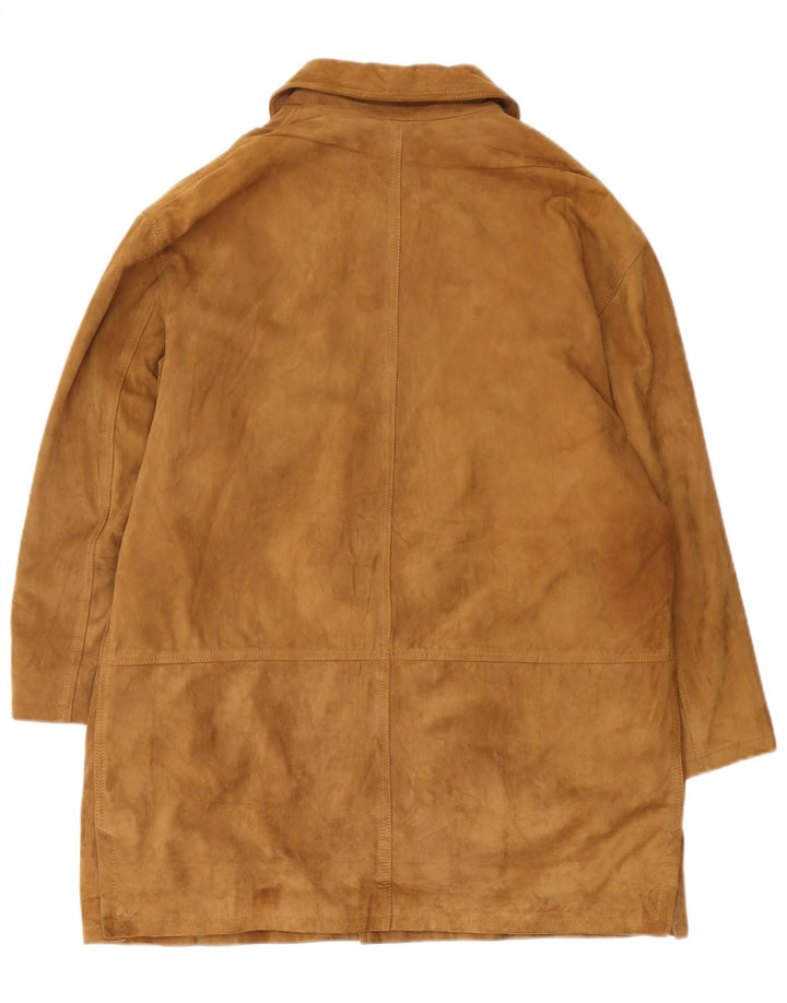 Vintage męski zamszowy płaszcz IT 54 2XL brązowa skóra
