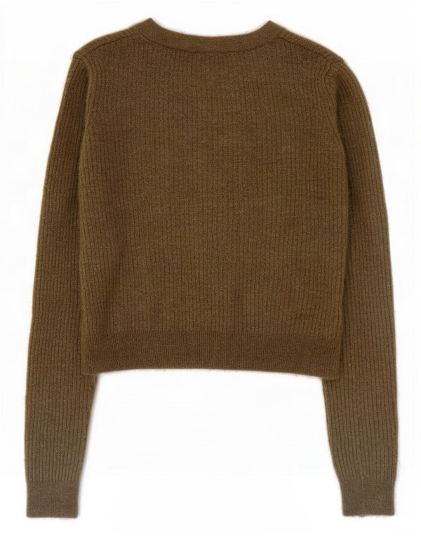 Sweter damski Zara Crop Cardigan UK 10 Small Khaki Poliamid
