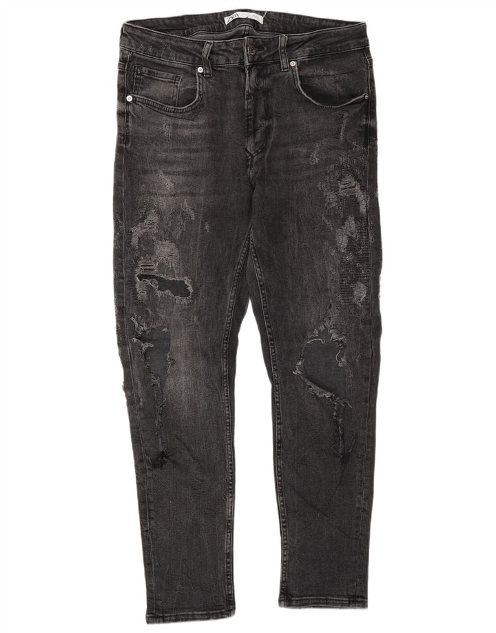 Męskie jeansy ZARA w trudnej sytuacji, EU 42, duże, W32, L30, szare