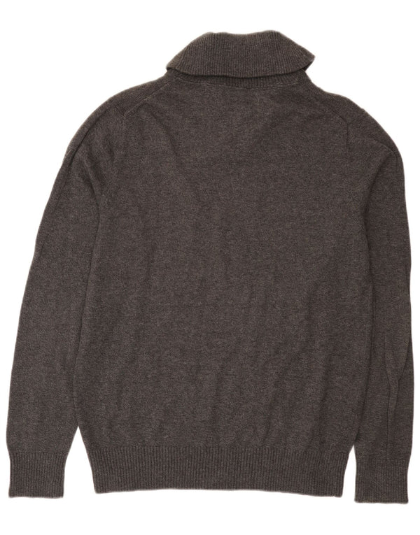 Męski sweter Tommy Hilfiger z szalowym dekoltem, duży, szary, bawełniany