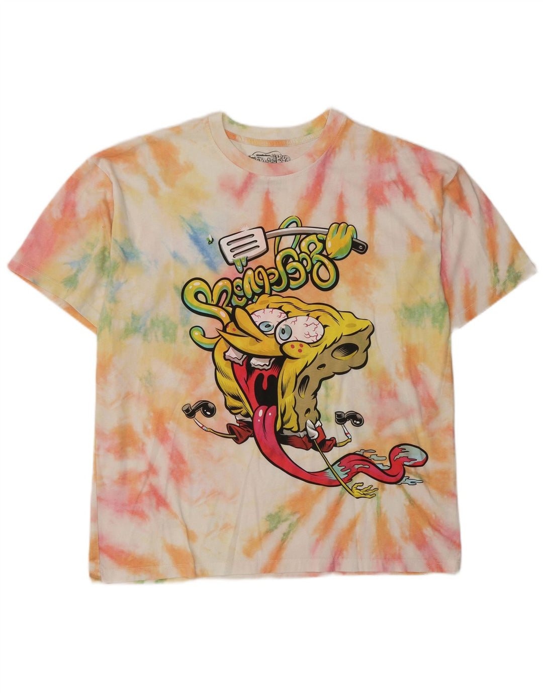 Męski T-shirt Pull & Bear SpongeBob z grafiką, duży, wielokolorowy krawat