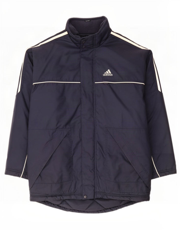 Adidas Męski luźny płaszcz wyściełany UK 38/40 Średni granatowy poliester