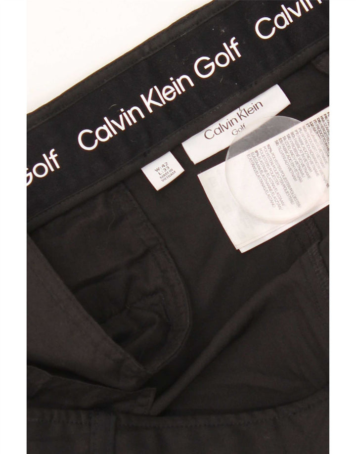 Męskie proste spodnie chino Calvin Klein W42 L33 Czarny poliester