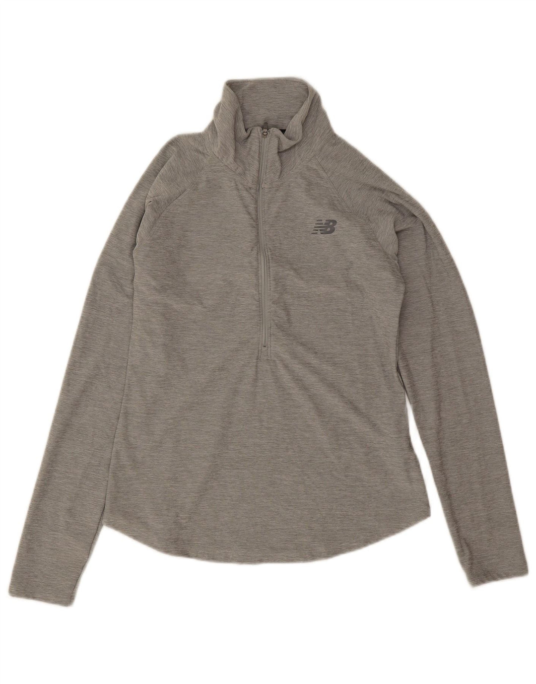 Damski top New Balance z długim rękawem i zamkiem błyskawicznym, UK 10, mały, szary poliester