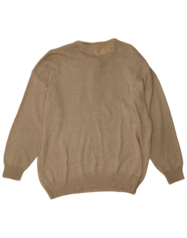 Damski sweter z grafiką Jagro z guzikami i dekoltem EU 44 XL Khaki, akryl