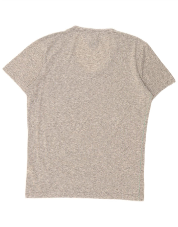 Męski T-shirt z grafiką Tommy Hilfiger, średni szary, nakrapiany poliester