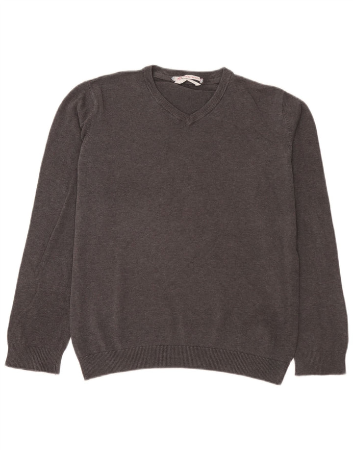 Marks & Spencer Chłopięcy sweter z dekoltem w kształcie litery V, 14-15 lat, szary, bawełniany