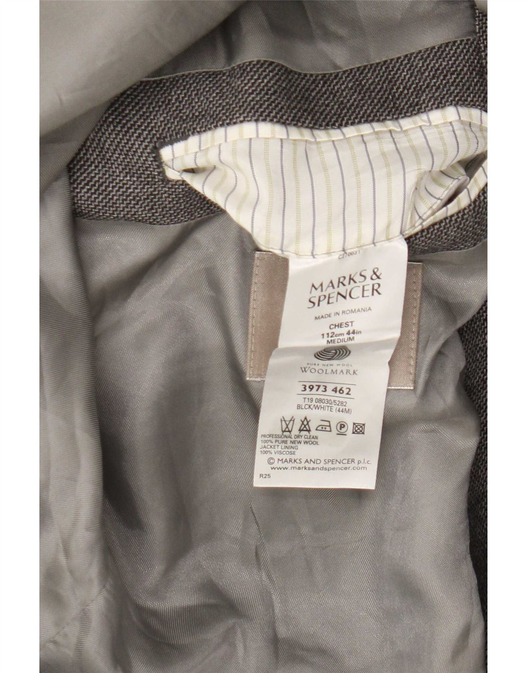 Marks & Spencer Męska marynarka zapinana na 2 guziki UK 44 XL Szara nowa wełna