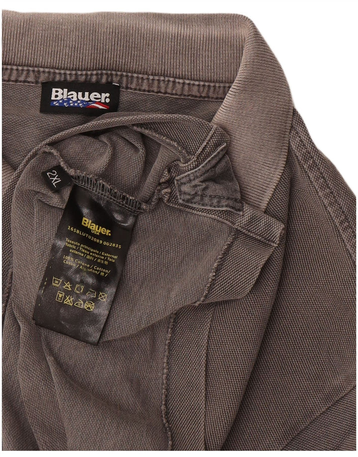 Męska koszulka polo Blauer o regularnym kroju 2XL, szara bawełna