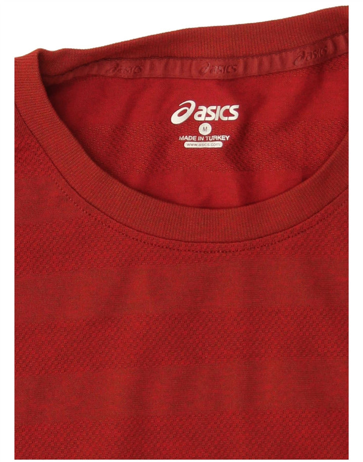 Męski T-shirt ASICS, średni, czerwony pasek
