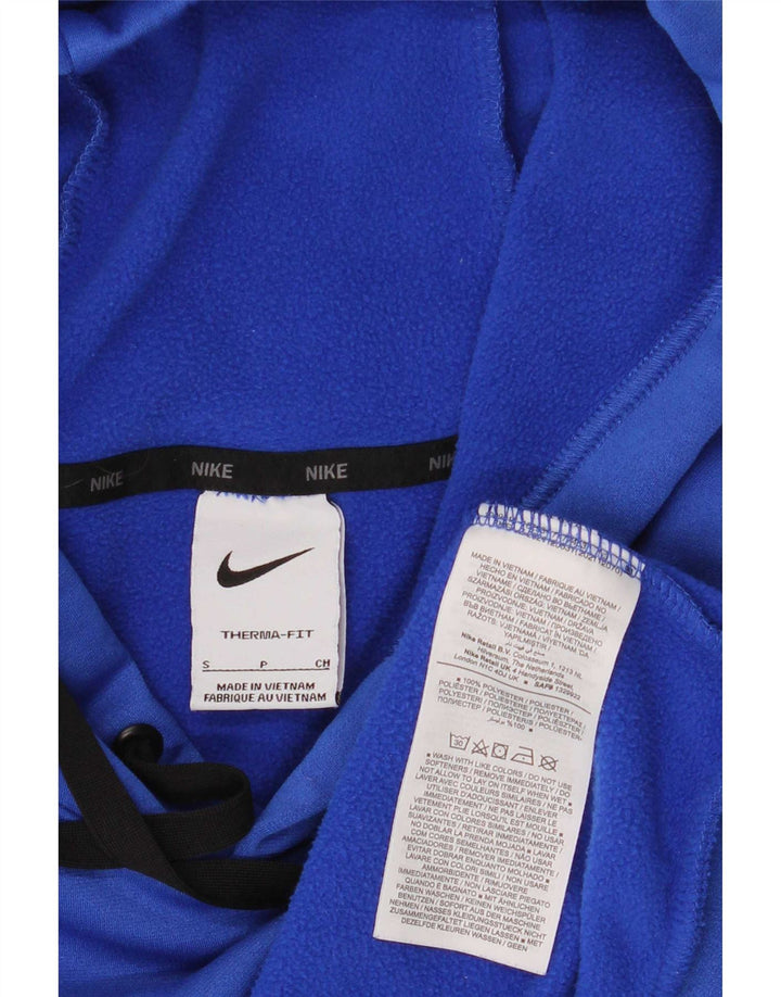 Męska bluza z kapturem Nike Therma-Fit, mała, niebieska, poliestrowa