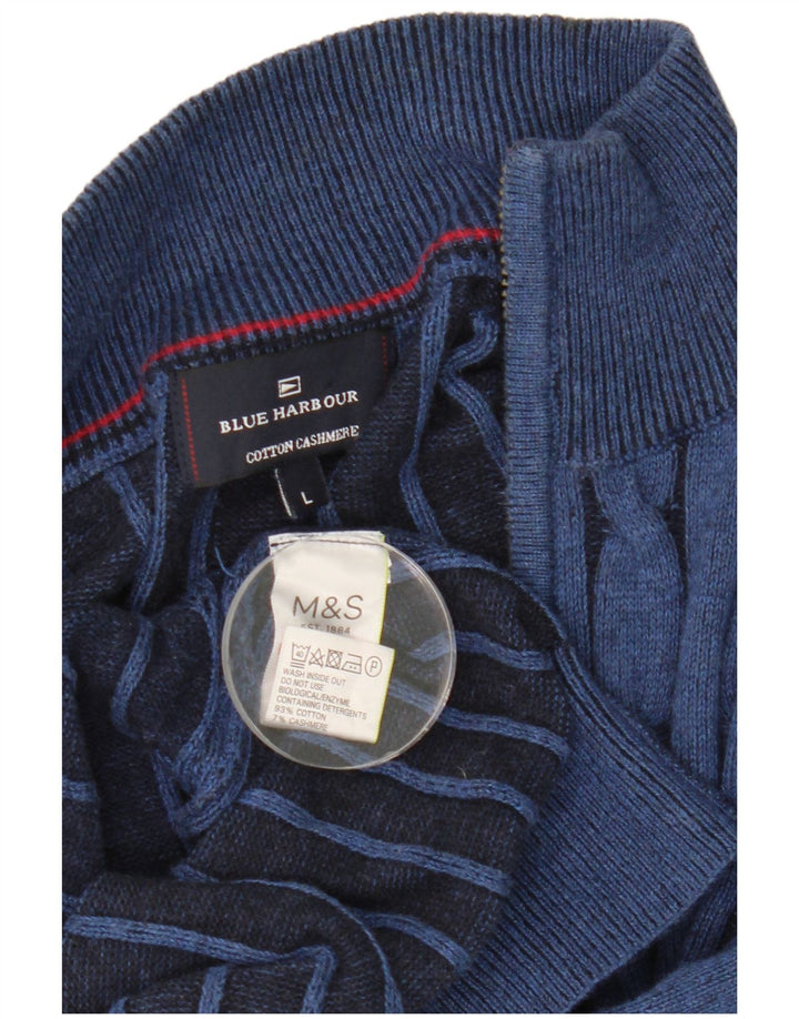 Marks & Spencer Męski sweter rozpinany w kolorze niebieskim Harbor, duży, niebieski, bawełniany
