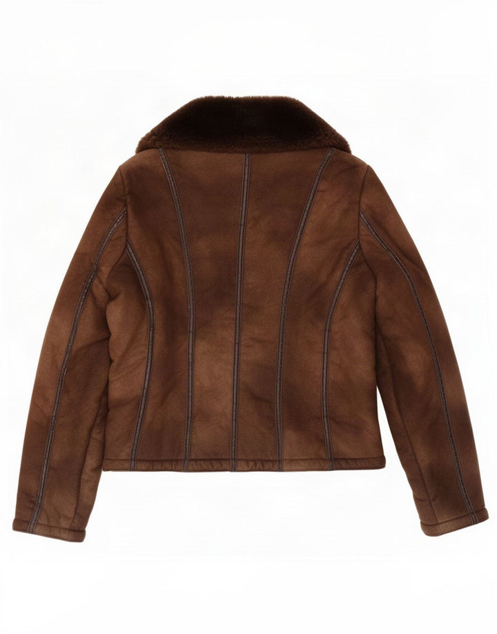 Kurtka damska Benetton Sherpa IT 46, duża, brązowa, akrylowa
