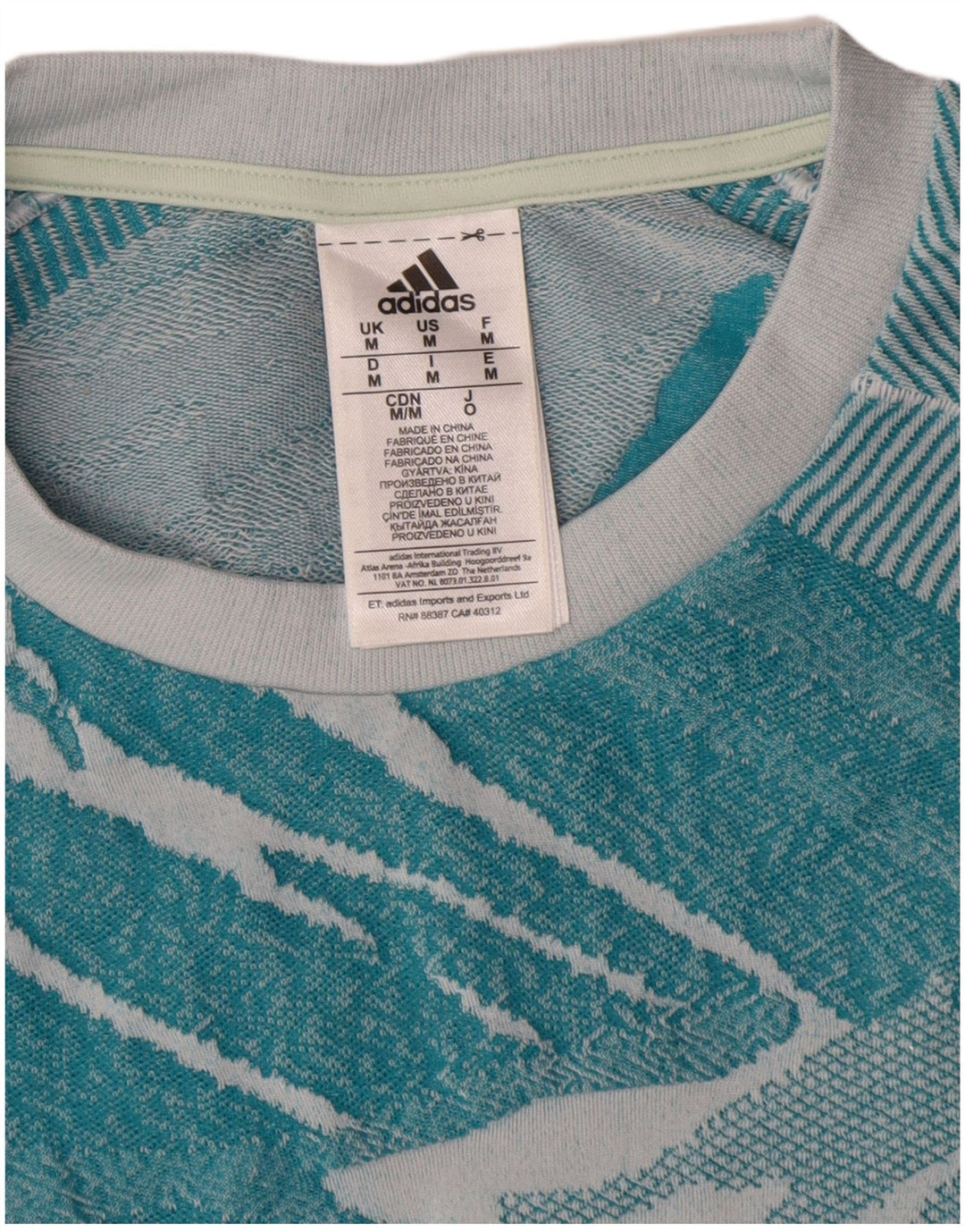 Męska koszulka Adidas z abstrakcyjnym wzorem Top, średni niebieski poliester