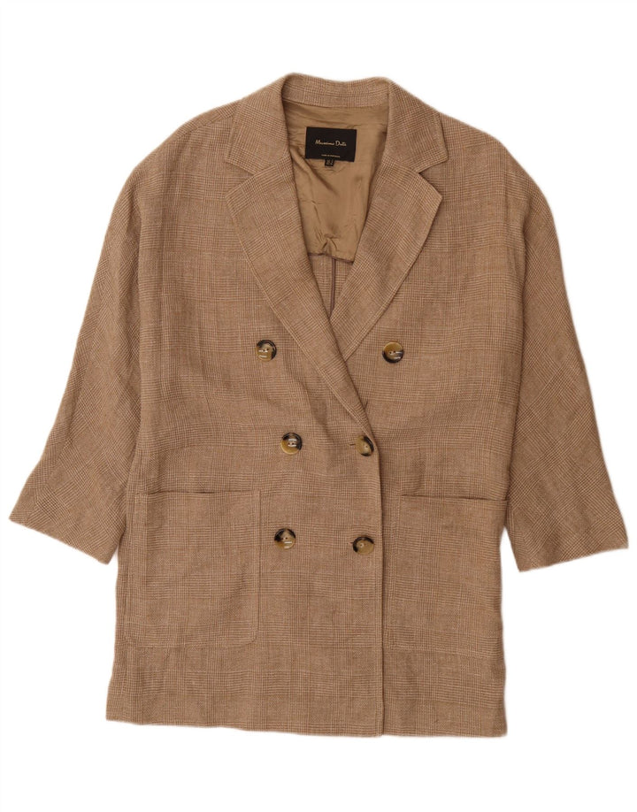 Massimo Dutti Męski płaszcz z podwójnymi piersiami i rękawami 3/4 UK 36 w małą brązową kratkę