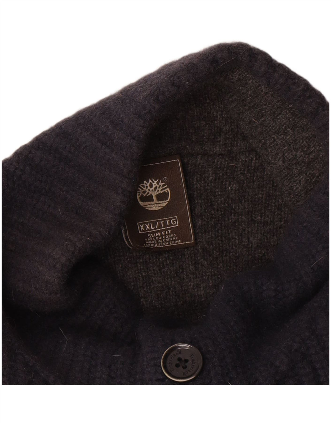 Męski sweter zapinany na guziki Timberland 2XL Granatowa wełna owcza