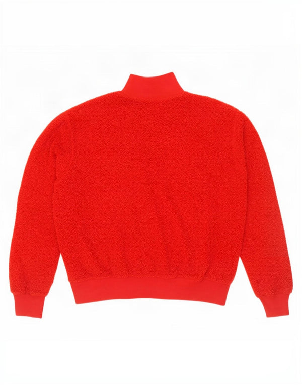 Topshop Damski sweter oversize z zamkiem błyskawicznym, polarem UK 10, mały, czerwony poliester