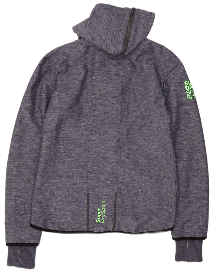 Damska kurtka wiatrówka z kapturem Superdry UK 14, średni granatowy nylon
