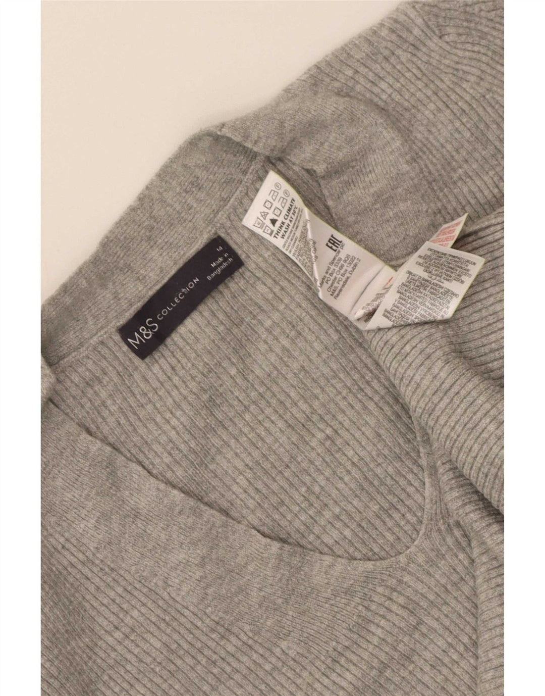 Sweter damski Marks & Spencer z dekoltem w kształcie litery V, UK 14, duży, szary, wiskoza