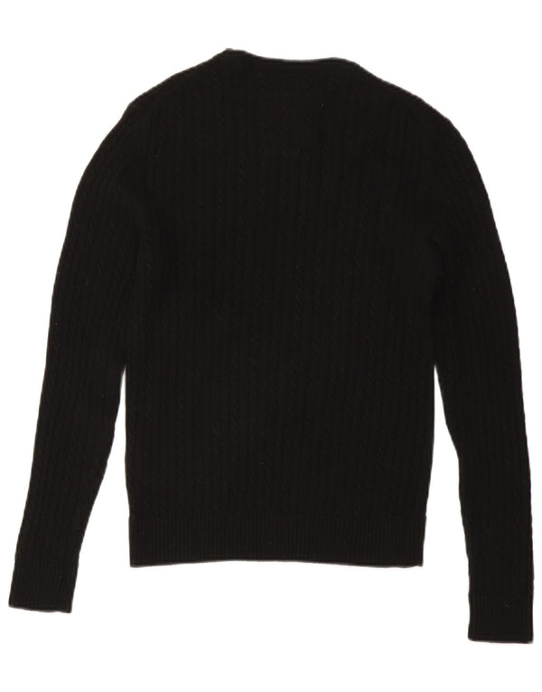 SUPERDRY Damski sweter z okrągłym dekoltem UK 12, średnia czarna wełna