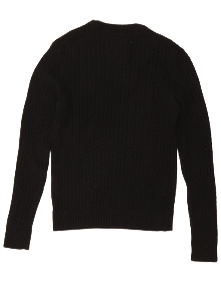 SUPERDRY Damski sweter z okrągłym dekoltem UK 12, średnia czarna wełna