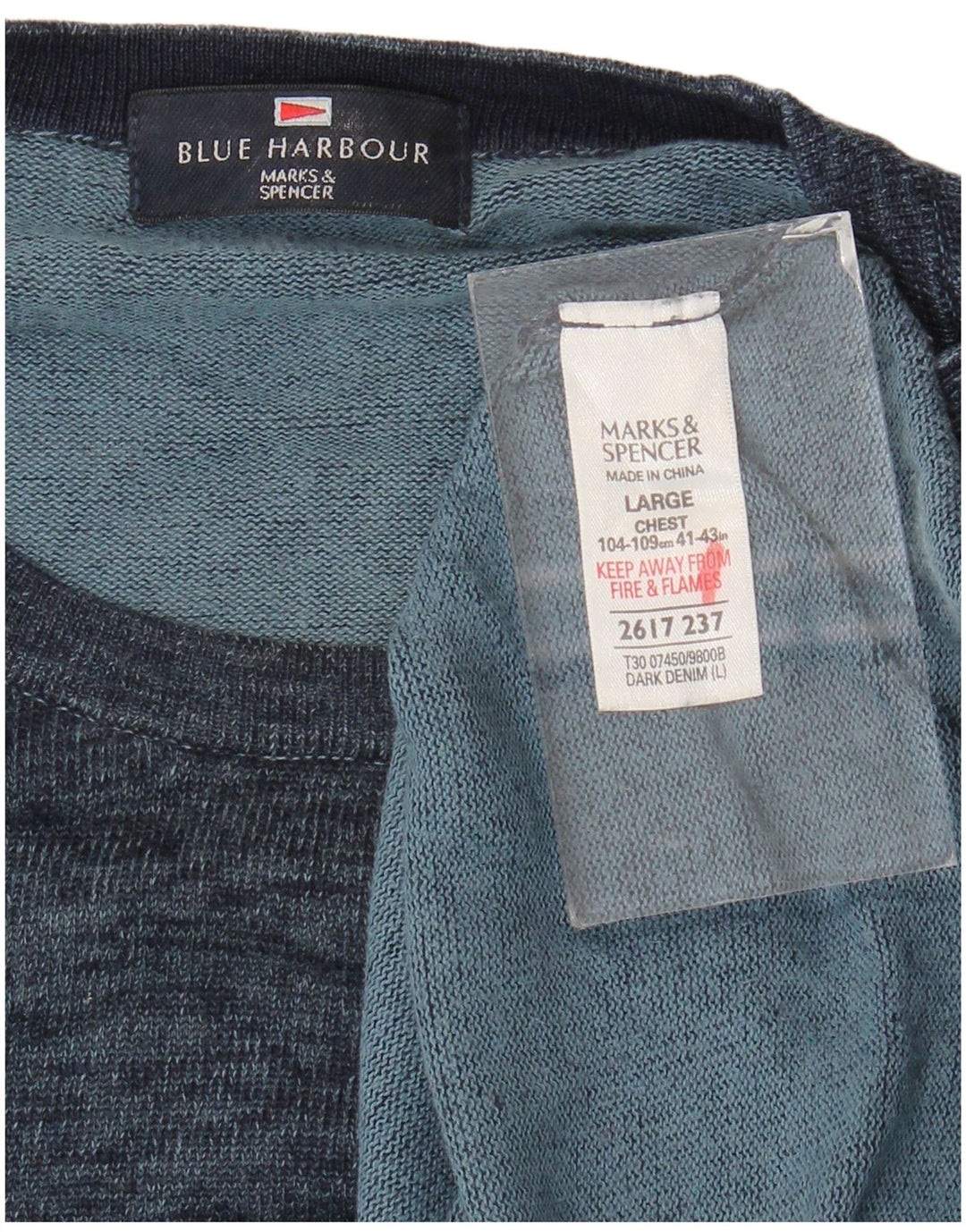 Marks & Spencer Męski sweter z okrągłym dekoltem w kolorze niebieskim, duży, granatowy