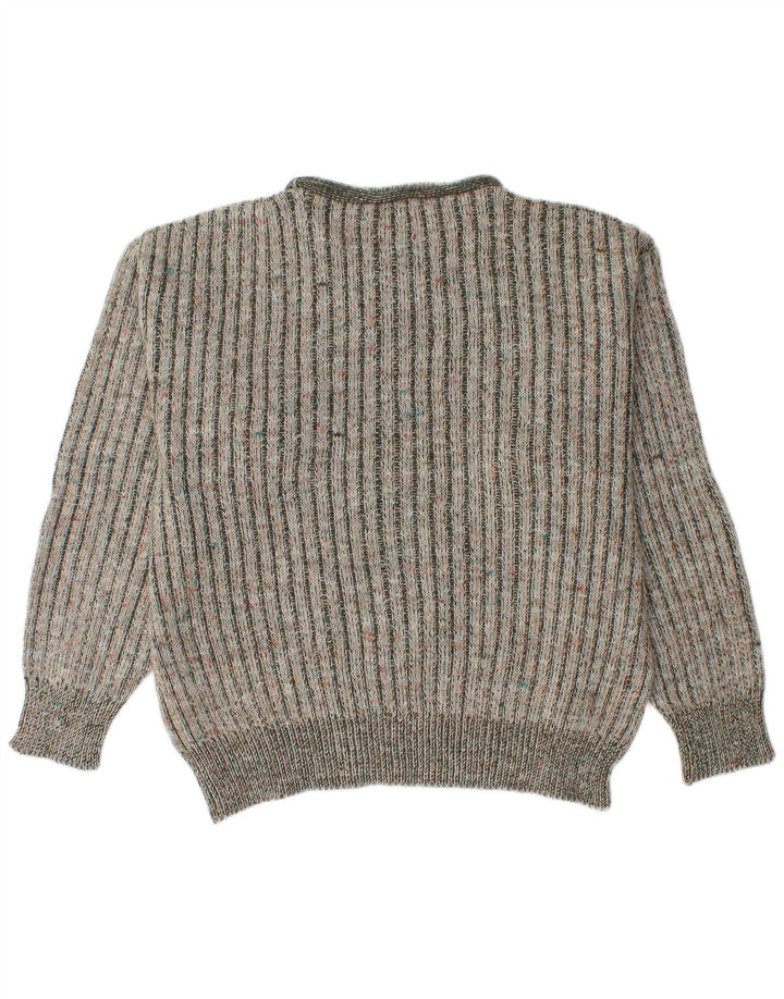 Vintage męski sweter z okrągłym dekoltem IT 48 średni zielony akryl