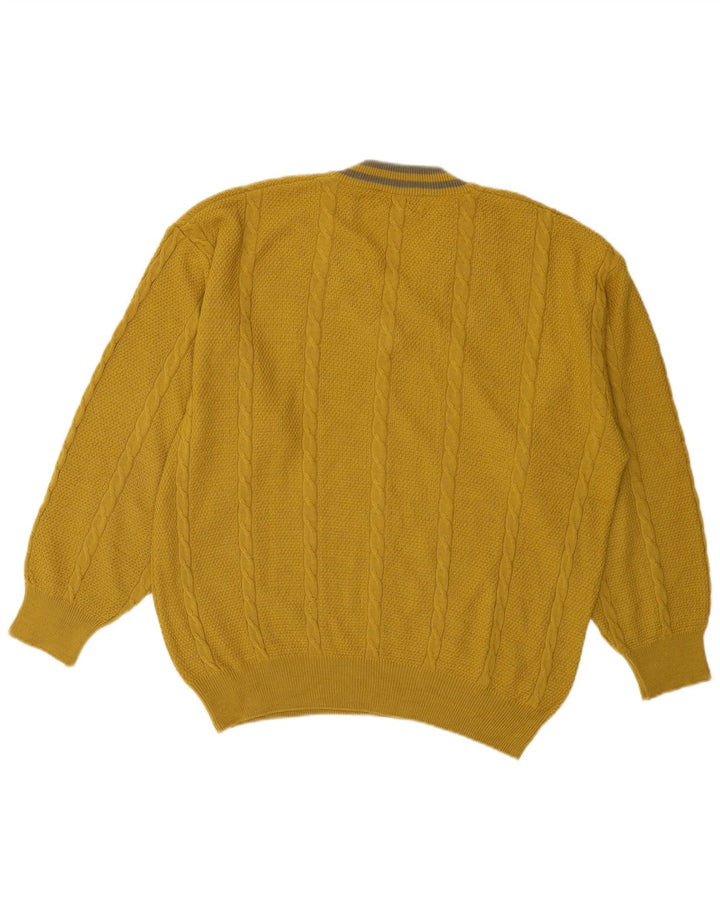 MALAGRIDA Damski sweter oversize z dekoltem w kształcie litery V, US 6, średni żółty wełniany
