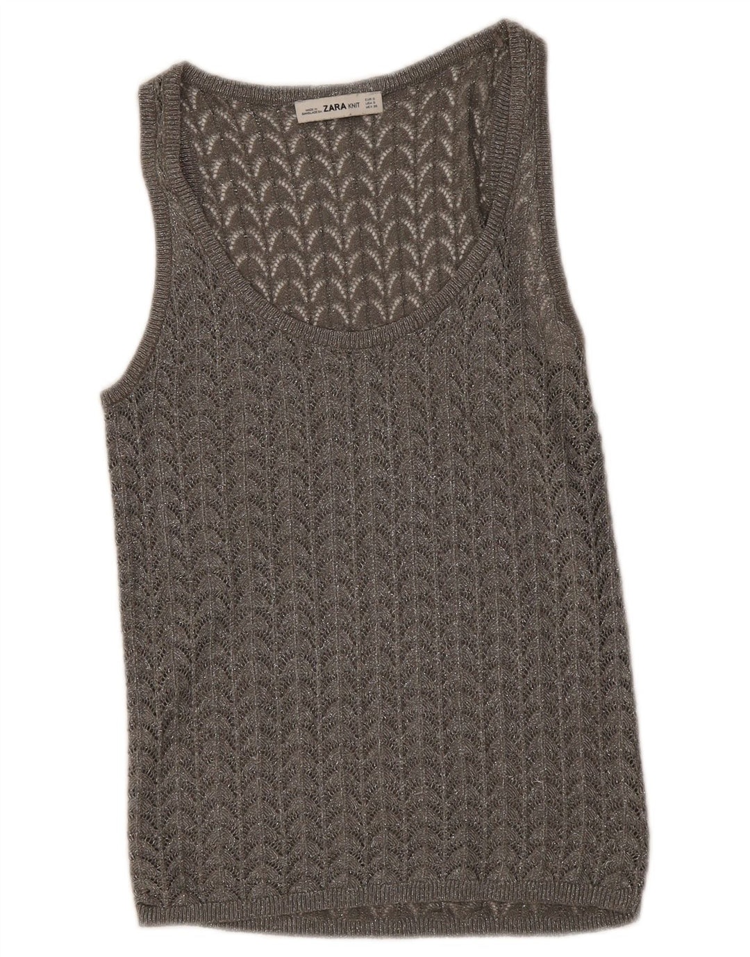 Damska kamizelka na szydełku Zara UK 8 Small Grey