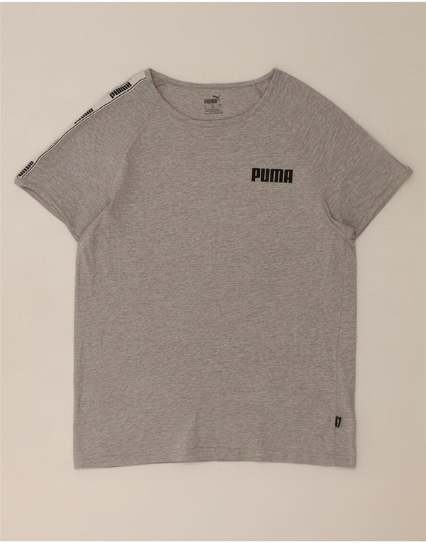 Damska koszulka z grafiką Puma Top UK 14, duża, szara, z blokami kolorów