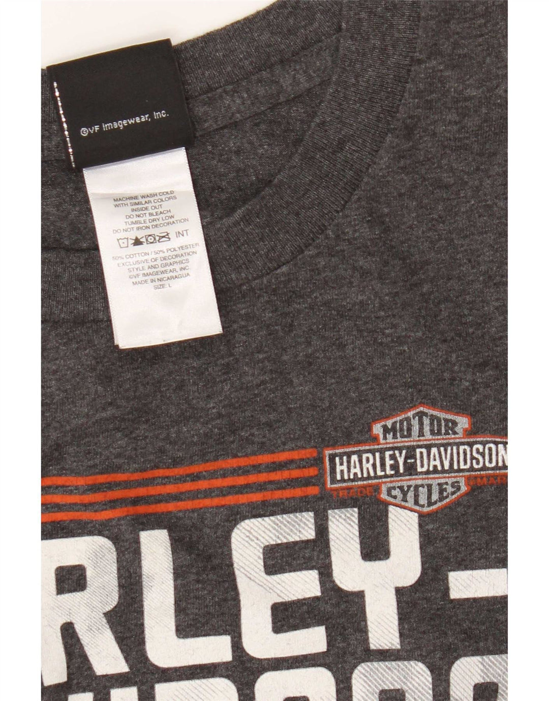 Damski top graficzny Harley Davidson z długim rękawem, UK 14, duży, szary, bawełniany