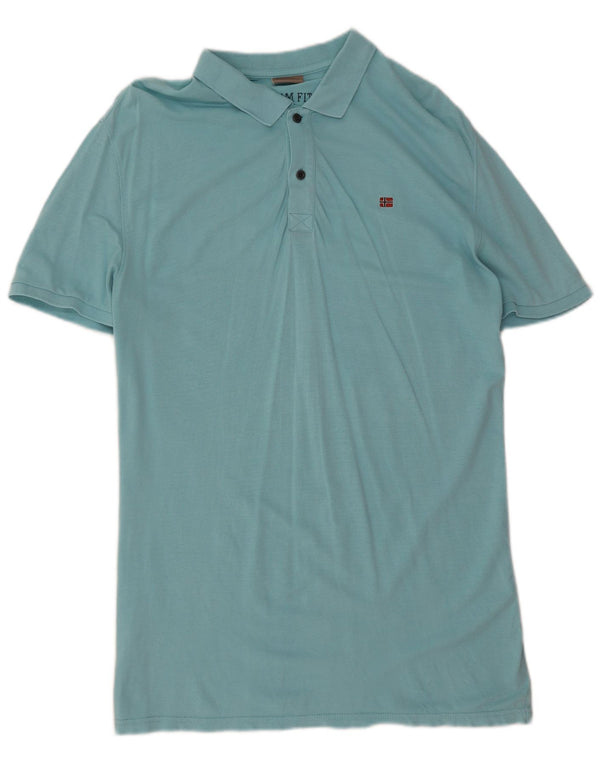 Męska koszulka polo slim fit Napapijri, duża, niebieska, bawełniana