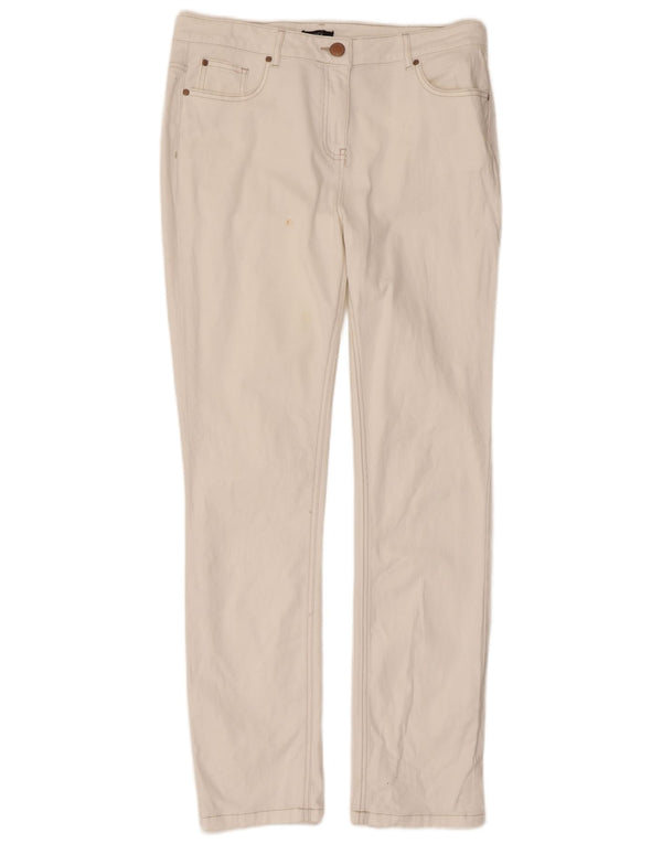 Damskie spodnie typu slim casual M&Co UK 12 Medium W32 L30 Biała bawełna