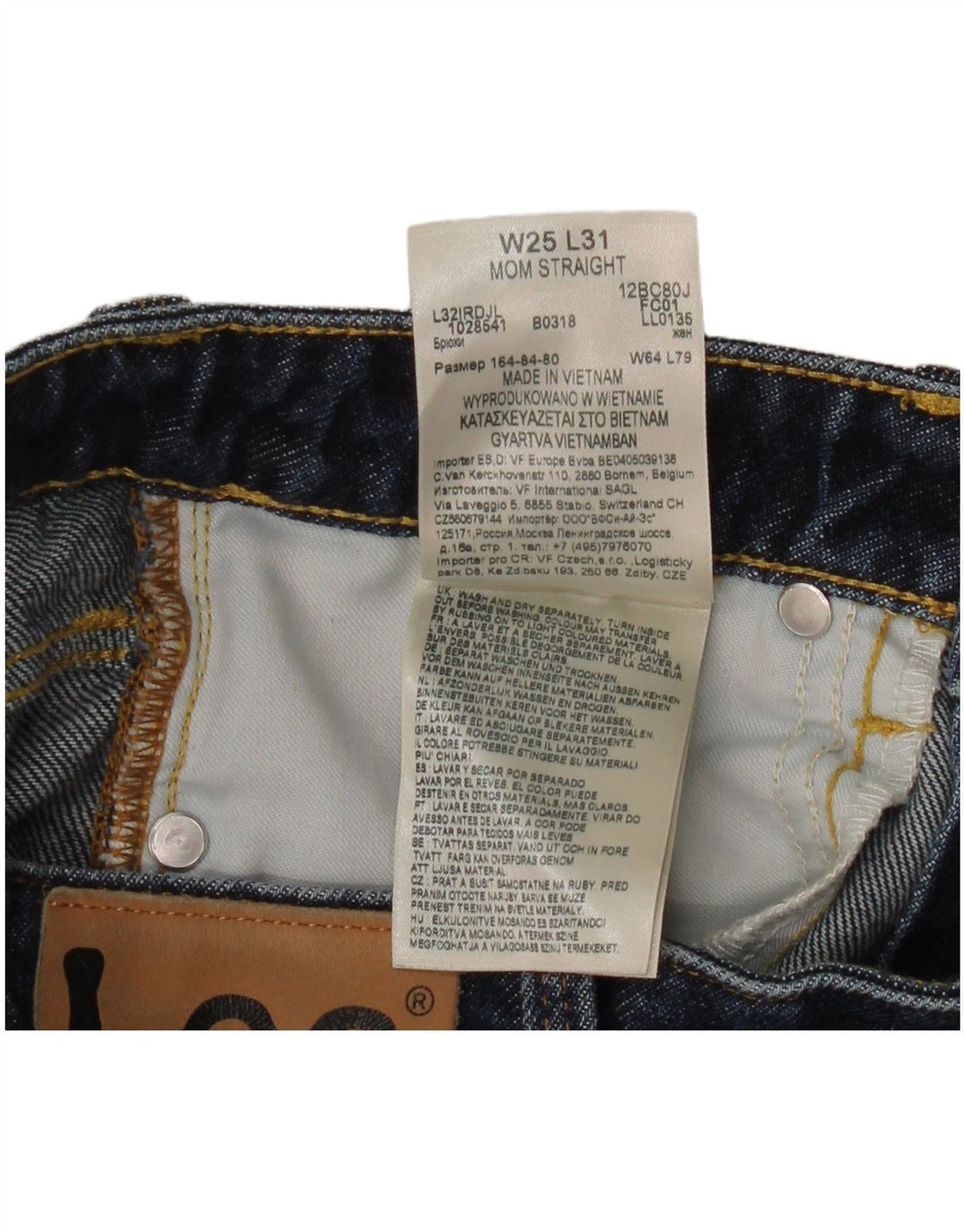 Damskie jeansy Lee Mom Straight W25 L27 Granatowe, bawełniane