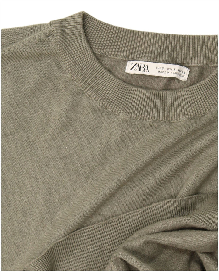 Męski sweter z okrągłym dekoltem Zara, mały khaki