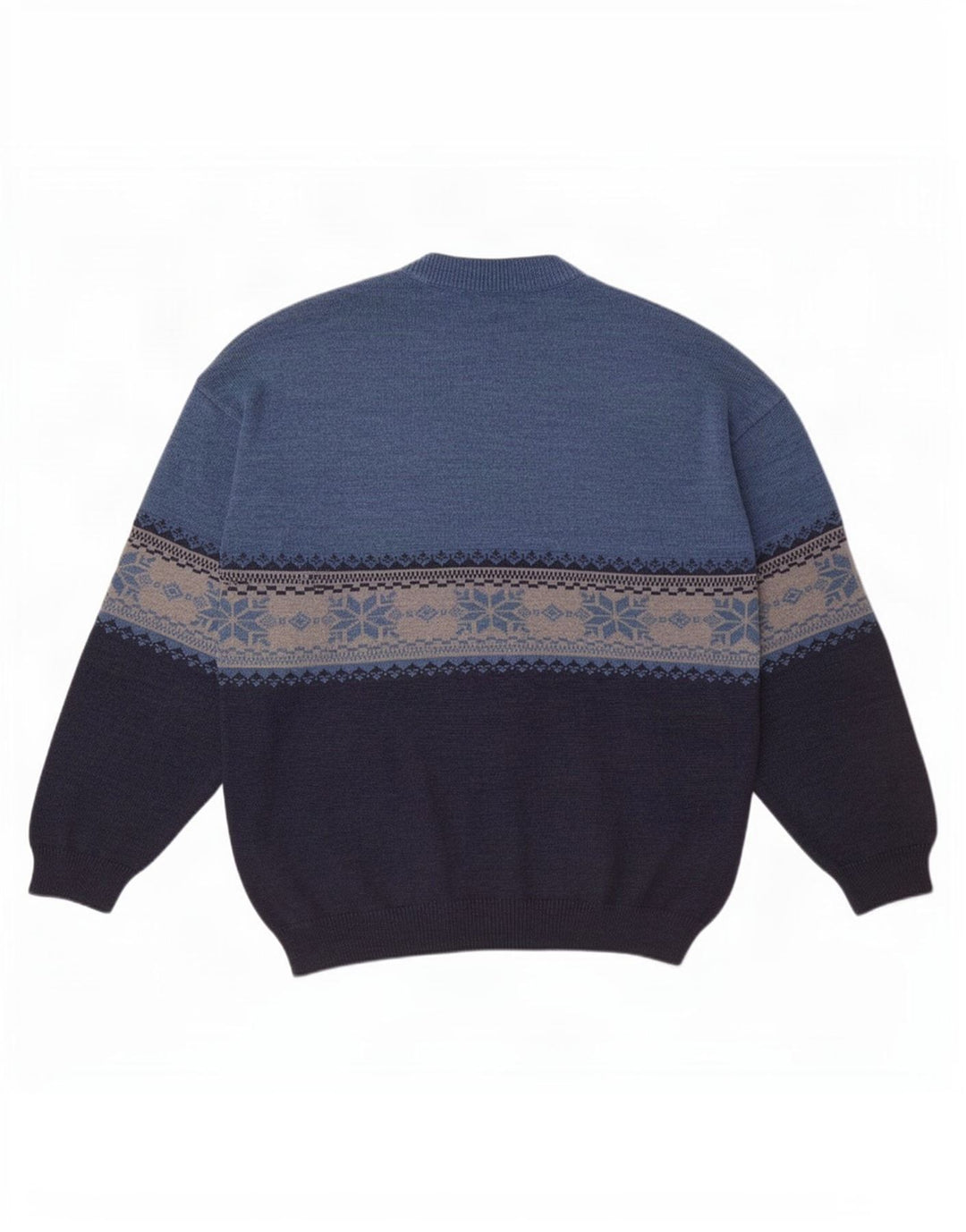 Męski sweter z wycięciem pod szyją White Sails, duży, niebieski, wełna Fair Isle