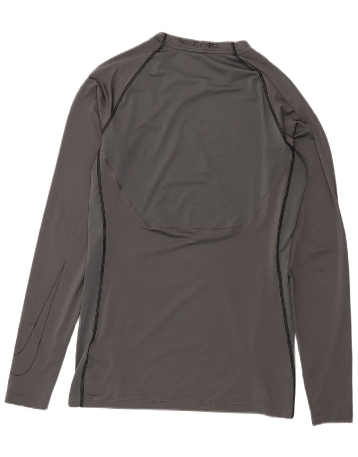 Męska koszulka Nike Dri Fit z długim rękawem, średnioszara, poliestrowa