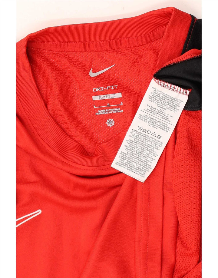 Męski T-shirt Nike Dri Fit, duży, czerwony, poliestrowy blok kolorów