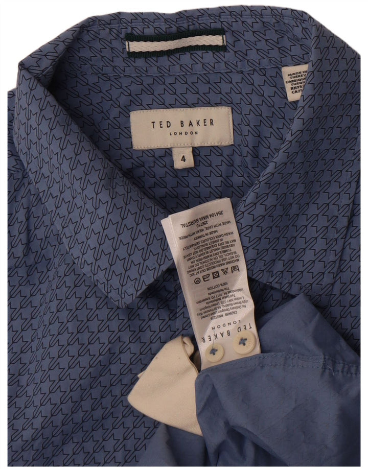 Koszula męska Ted Baker, rozmiar 4, duża, niebieska, z geometrycznej bawełny