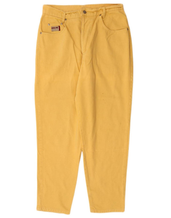 H.I.S Damskie dżinsy z wysokim stanem UK 18 XL W32 L28 Żółta bawełna
