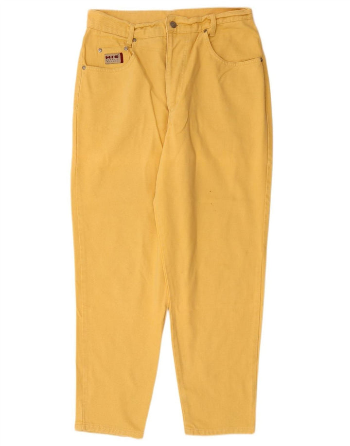 H.I.S Damskie dżinsy z wysokim stanem UK 18 XL W32 L28 Żółta bawełna