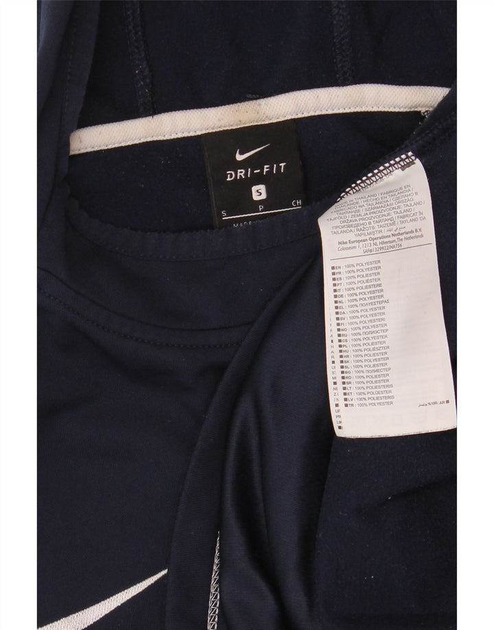 Męski sweter z kapturem Nike Dri Fit, mały, granatowy, z blokami kolorów, poliester